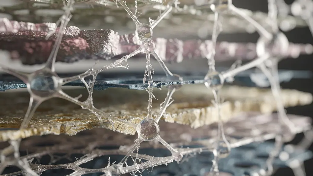 Macro shot of structured data layers forming a knowledge graph pattern