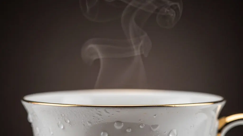 A macro close-up of two overlapping speech bubble shapes formed by wisps of steam rising from a teacup, symbolizing the layered meanings in indirect British communication.