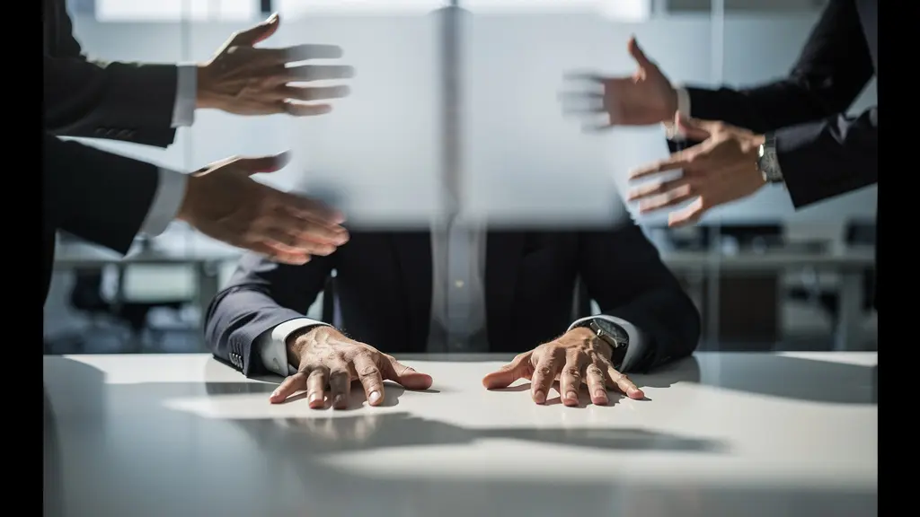 Manager demonstrating calm leadership during intense team meeting