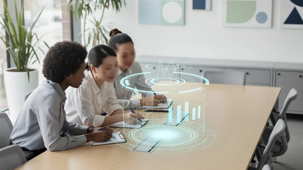 Modern marketing professionals analyzing data privacy dashboards in minimalist office environment