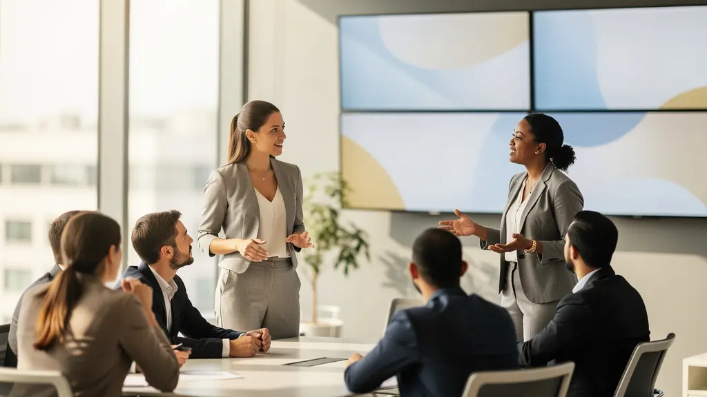 Contemporary managers demonstrating emotional intelligence and collaborative leadership in modern workplace