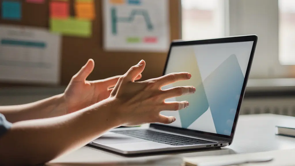 Student using drag-and-drop interface to build prototype on laptop