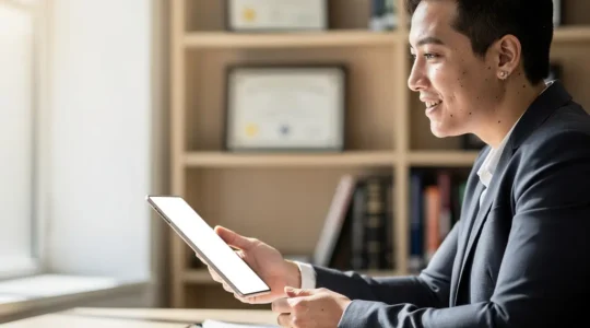 Academic advisor and student discussing career opportunities in a university office