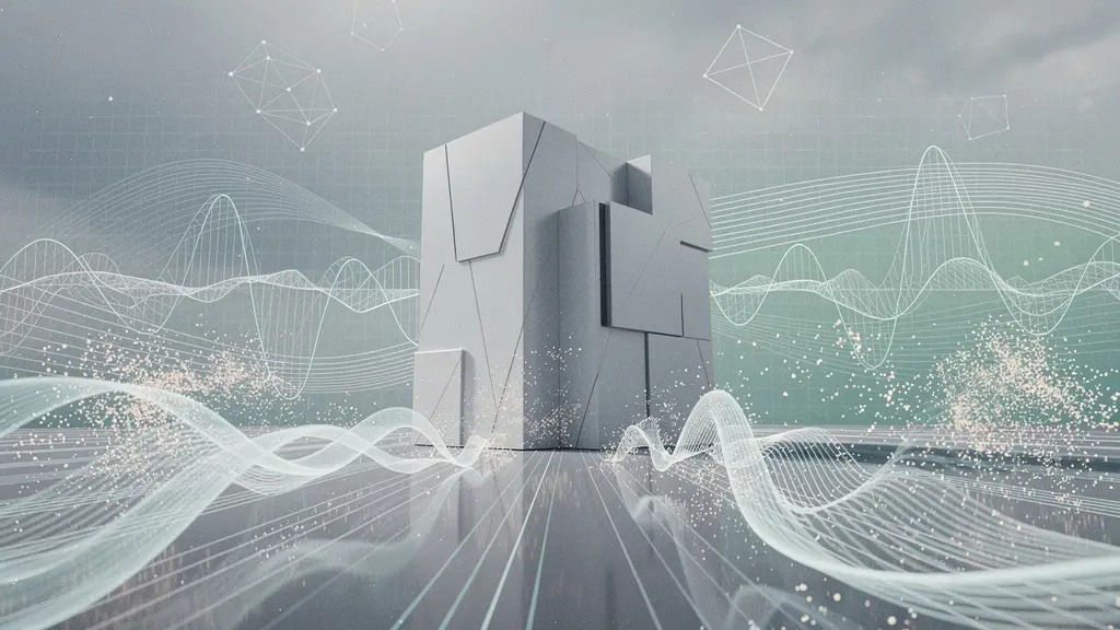 Digital landscape showing a website's resilience through algorithmic changes with data streams and search engine evolution