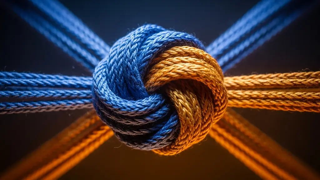 Abstract representation of connecting threads or glowing nodes, symbolizing the linking of concepts between two different fields of study.