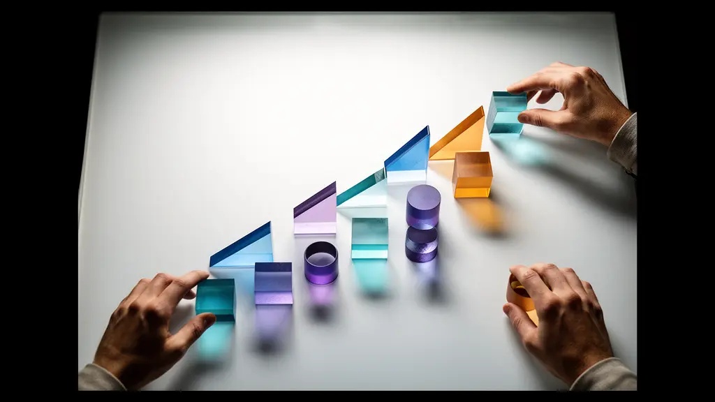 Professional analyzing trend data and career patterns on abstract visual displays